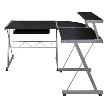 Birou pentru calculator cu polita glisanta, vidaXL, MDF, Negru, 139 x 115 x 100 cm Birou pentru calculator cu polita glisanta, vidaXL, MDF, Negru, 139 x 115 x 100 cm