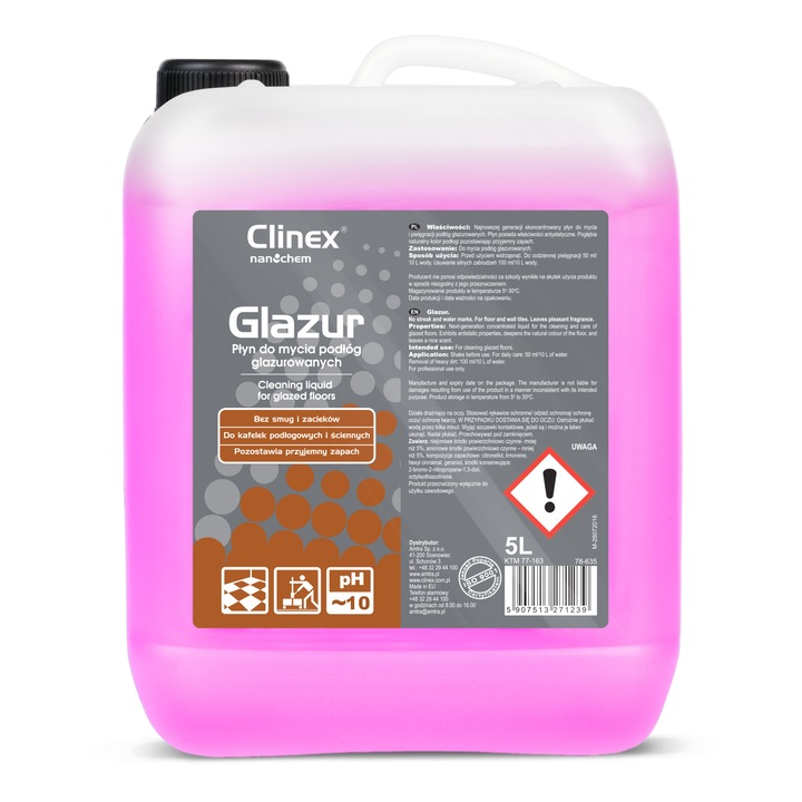 Lichid pentru curatare pardoseli glazurate,Clinex Glazur, 5l