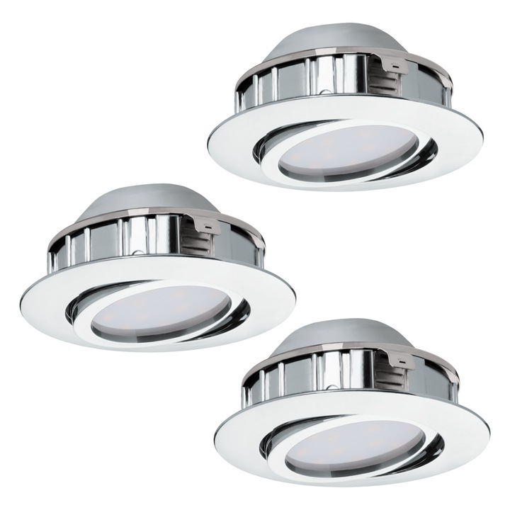 Spot incastrat PINEDA, 95858, LED, 3X6W, Ø 84, 3X500 Lumeni, 3000 K (Calda), Plastic / Crom