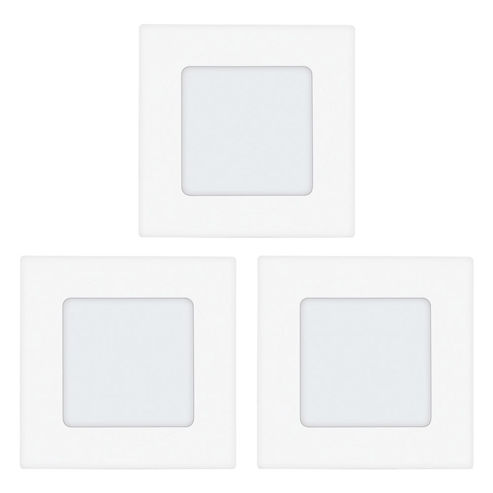 3db süllyesztett spotlámpa készlet FUEVA 1, EGLO, LED, 3x2,7W, 900 lm, meleg fény, fém, műanyag, fehér, 8,5 x 8,5 x 3 cm, A++