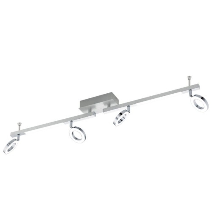 Spot Cardillio 1, EGLO, LED, 4x3.2W, 4x400lm, 2x3.3W, 2x360lm, lumina calda, aluminiu, otel, plastic, crom satinat, 98.5 x 8.5 cm, IP20
