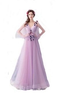 rochie de seara lunga mov cu decolteu v si flori 3d imagen 41_0_
0