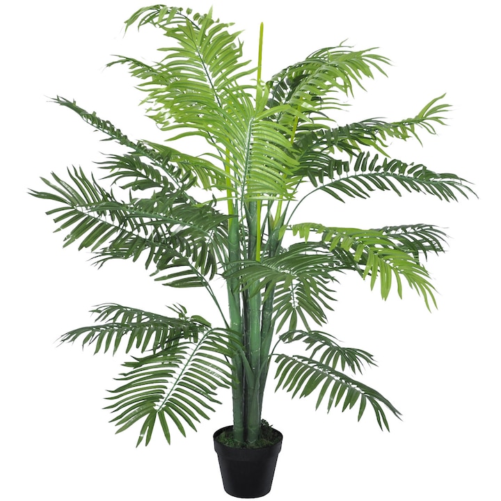 Изкуствена палма Pheonix , vidaXL, пластмаса, 130 см, зелена, саксия