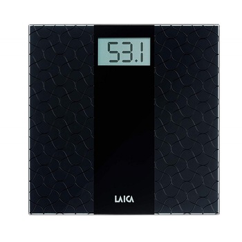 Cantar electronic Laica PS1069, platforma sticla sablata, 180 kg, negru Cantar electronic Laica PS1069, platforma sticla sablata, 180 kg, negru