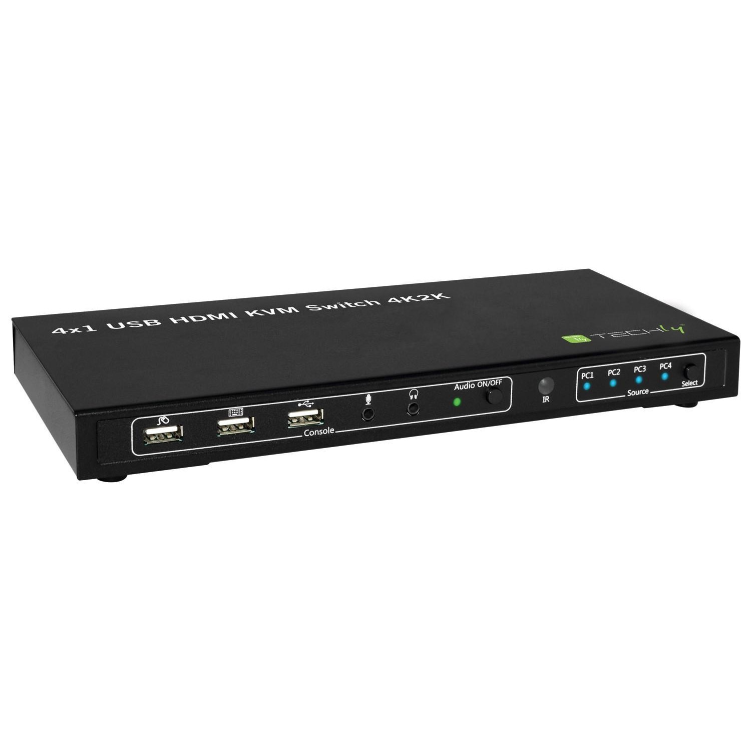 Comutator Techly HDMI / 4x1 USB, KVM, Audio 4Kx2K, Negru