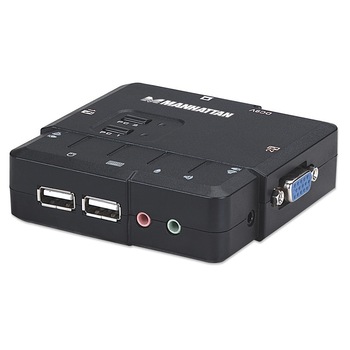 Comutator Manhattan, 2x1, VGA / USB KVM, Audio Compact, Negru Comutator Manhattan, 2x1, VGA / USB KVM, Audio Compact, Negru