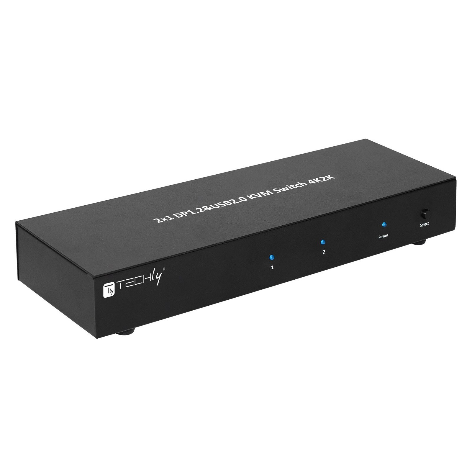 Switch KVM Techly, 2 porturi cu audio si video, 4Kx2K dual, USB, Negru