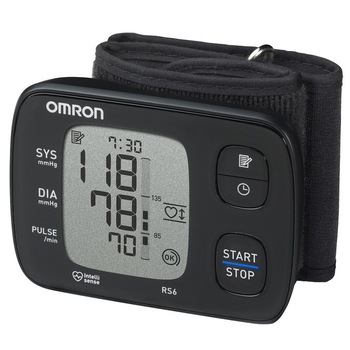 Tensiometru de incheietura automat Omron RS6, Tehnologie Intellisense, Negru Tensiometru de incheietura automat Omron RS6, Tehnologie Intellisense, Negru