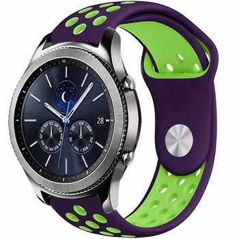 Curea ceas Smartwatch Samsung Gear S2, iUni 20 mm Silicon Sport Purple-Green Curea ceas Smartwatch Samsung Gear S2, iUni 20 mm Silicon Sport Purple-Green