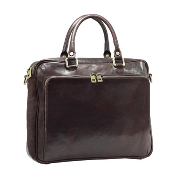 Servieta din piele naturala vachetta, maro, Suveran Servieta din piele naturala vachetta, maro, Suveran