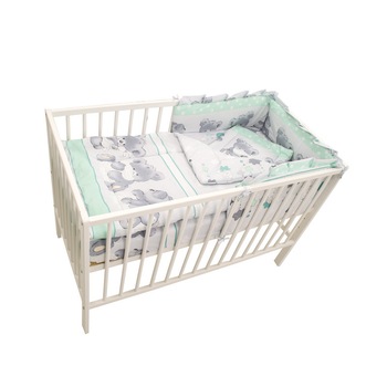 Lenjerie patut cu 5 piese Micul Ursulet Turcoaz 064 Lenjerie patut cu 5 piese Micul Ursulet Turcoaz 064