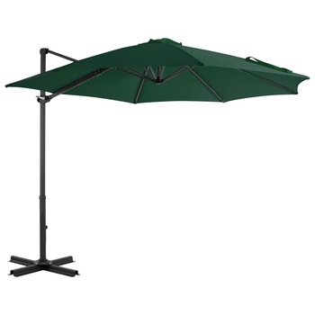 Umbrela suspendata cu stalp din aluminiu, vidaXL, Tesatura, 300 x 238 cm, Verde Umbrela suspendata cu stalp din aluminiu, vidaXL, Tesatura, 300 x 238 cm, Verde