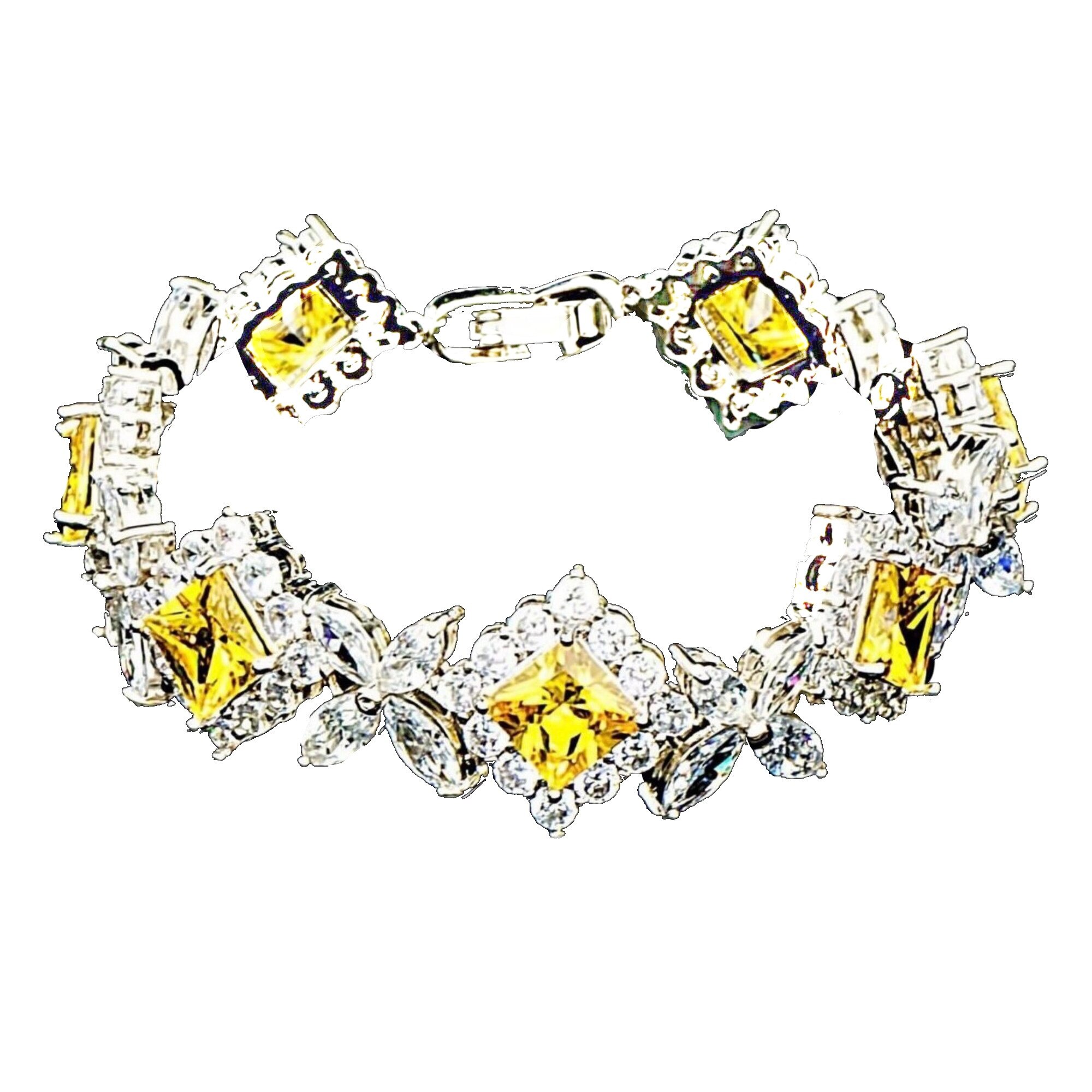 Bratara placata cu Aur 18K si Diamante, Alessandra Platinum & Yellow