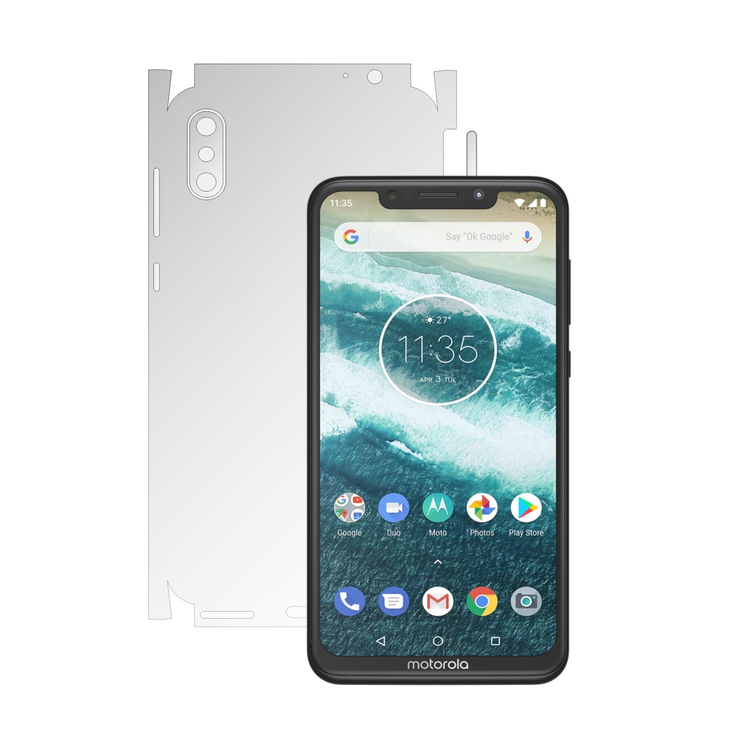 Folie Protectie Spate Invisible Skinz HD pentru Motorola One Power (P30 Note) - Folie Siliconica Ultra-Clear cu taiere 360 Cut pentru Carcasa Spate si Laterale, Skin Adeziv Transparent, Edge to Edge Full Case Cover