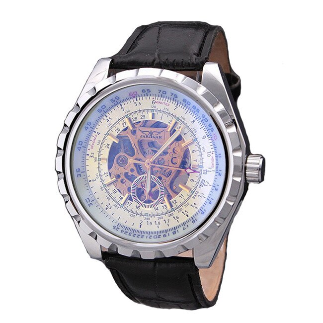 Ceas Barbatesc Automatic JarAgar Casual Elegant Silver-alb, CP9104SB, curea din piele, afisaj analog