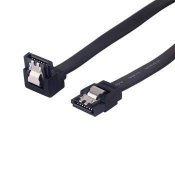Cablu de conectare cu un conector in linie dreapta si unul inclinat , Lanberg , SATA Data II mama/mama 6GB/S , 0.5 m , negru Cablu de conectare cu un conector in linie dreapta si unul inclinat , Lanberg , SATA Data II mama/mama 6GB/S , 0.5 m , negru