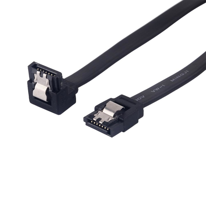Lanberg csatlakozó kábel, egyenes és ferde csatlakozóval, SATA Data II anya / anya, 6 GB/S, 0,5 m, fekete