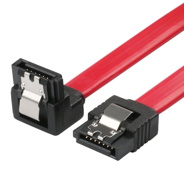 Lanberg Csatlakozó Kábel, egyenes és ferde csatlakozóval, SATA Data II anya / anya, 3 GB / S, 0,7 m, piros