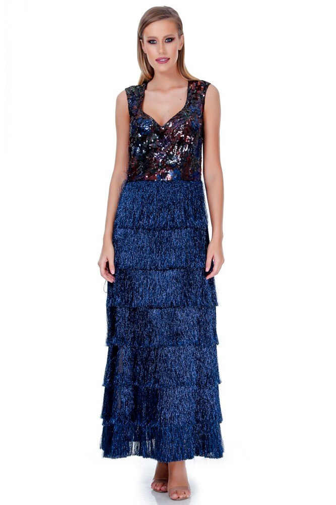 Rochie tul negru paietat Liza Panait RM-45E