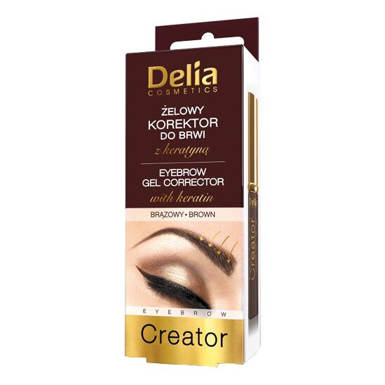 Gel corector, Delia, pentru sprancene cu keratina, Brown, 7ml
