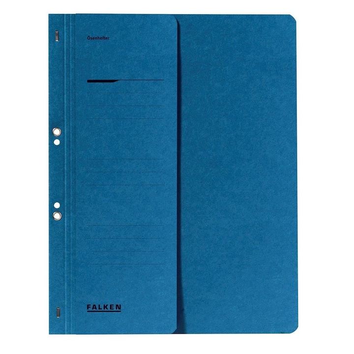 Dosar din carton Falken, de incopciat cu capse, coperta 1/2, sina groasa, 250g/mp, albastru
