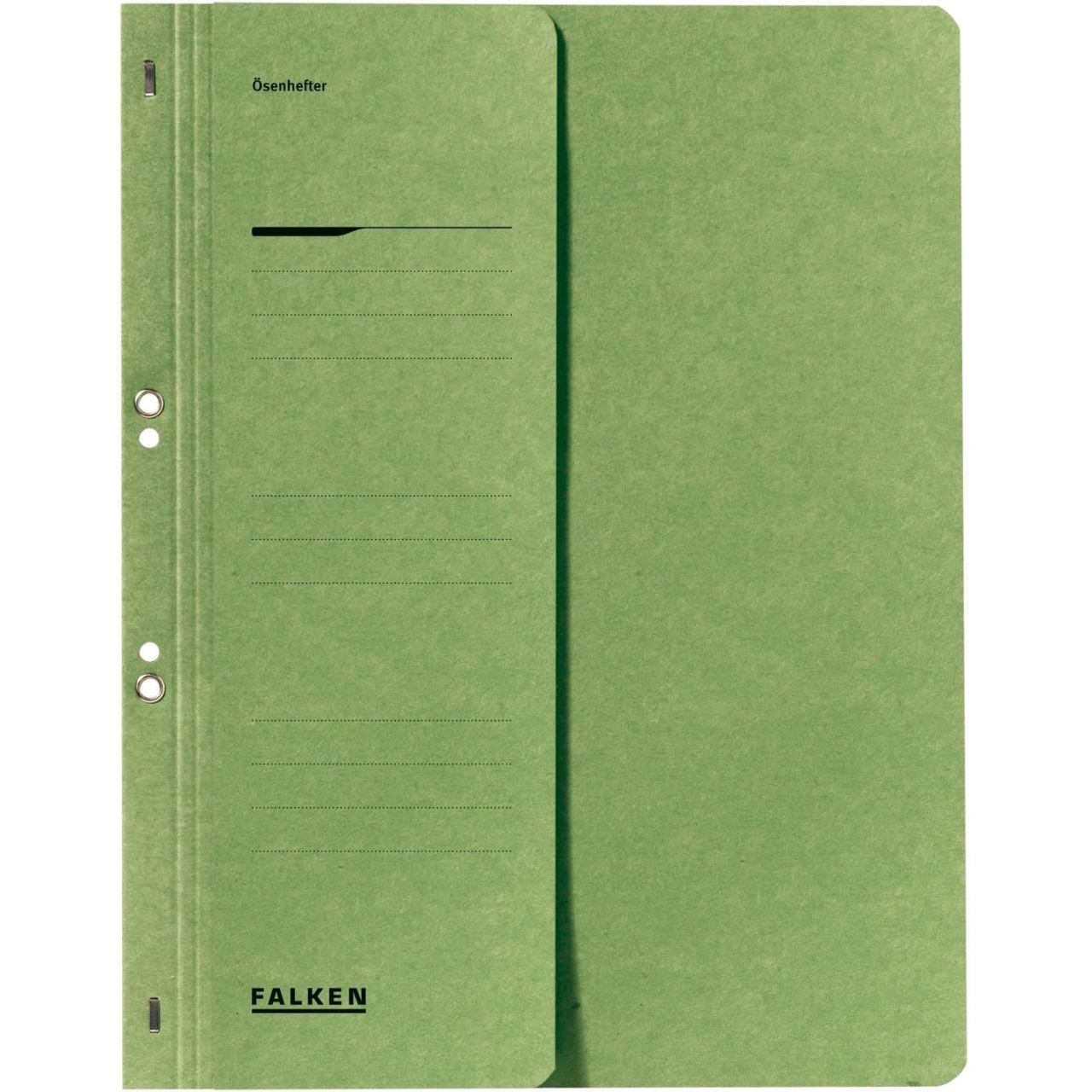 Dosar din carton Falken, de incopciat cu capse, coperta 1/2, sina groasa, 250g/mp, verde