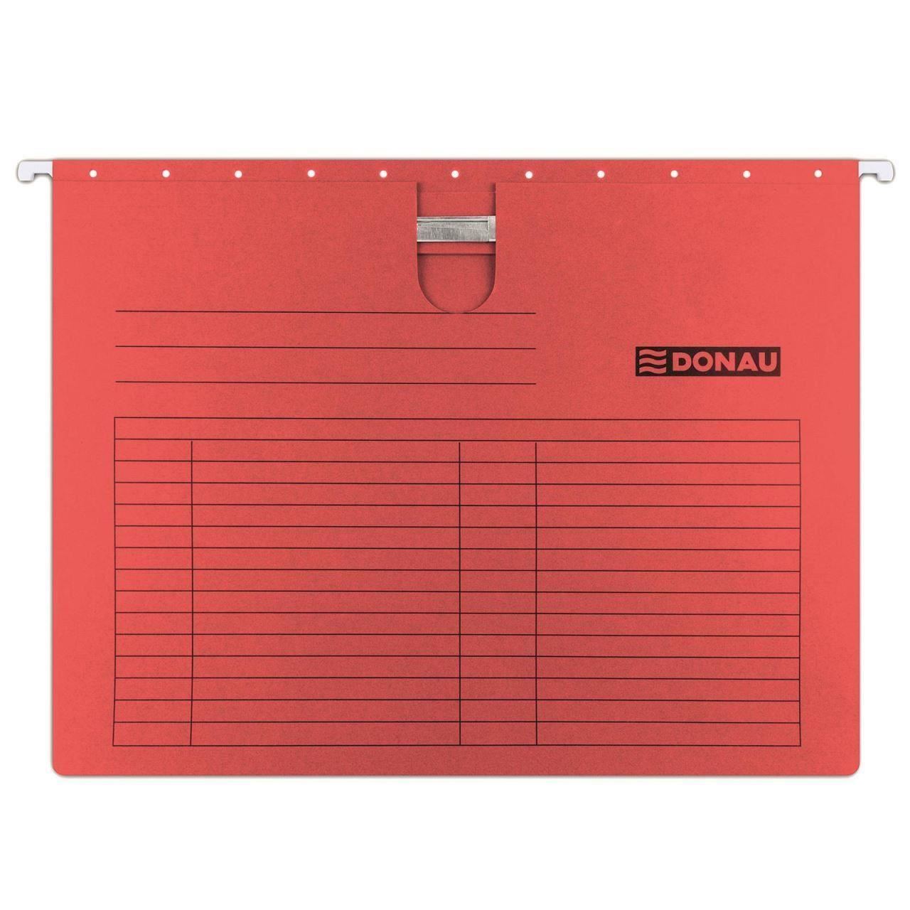 Dosar suspendabil DONAU, A4, cu sina si eticheta, carton 230 gsm, rosu