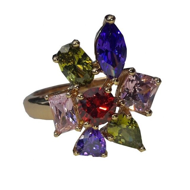 Inel Anebris Luxury Cocktail Multicolor, diametru 17,3mm