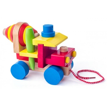 Masinuta betoniera Woodyland de asamblat din lemn colorat Masinuta betoniera Woodyland de asamblat din lemn colorat