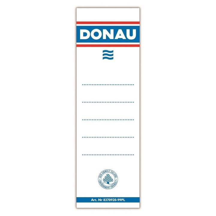 Etichete pentru biblioraft DONAU, interschimbabile, albe, printate fata/verso, 48 x 153 mm, 20 buc/set
