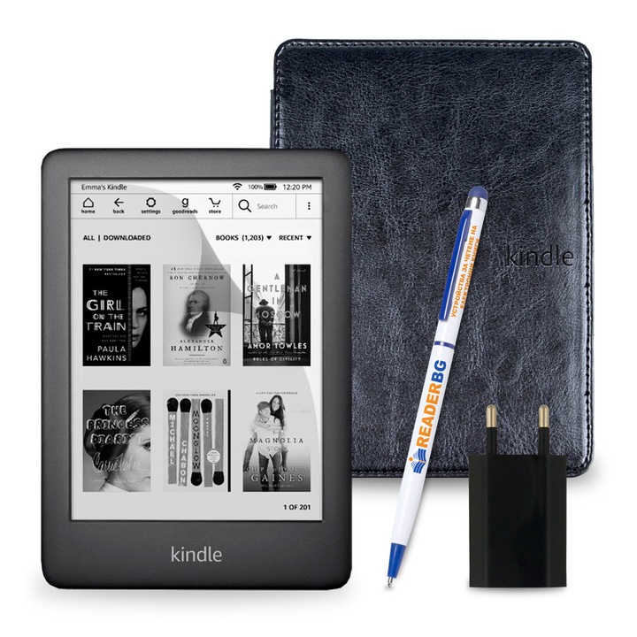 Комплект: eBook четец Kindle (2019), Черен + Калъф Classic, Черен