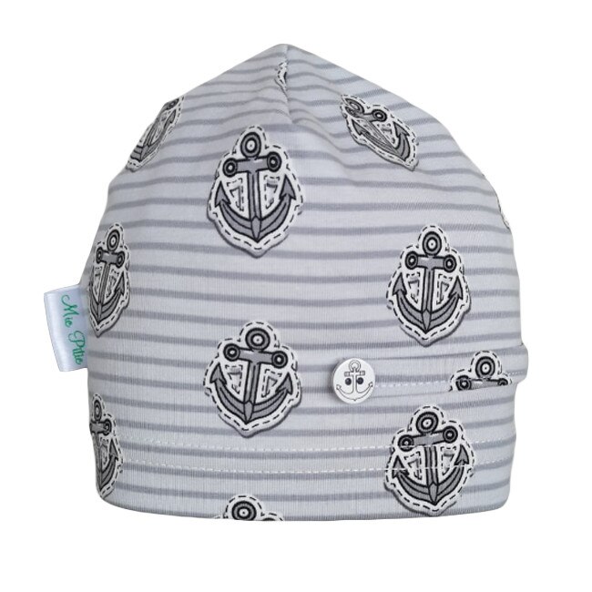 Fes Mic Pitic C186NN din tricot subtire imprimat cu dungi si ancore, Gri
