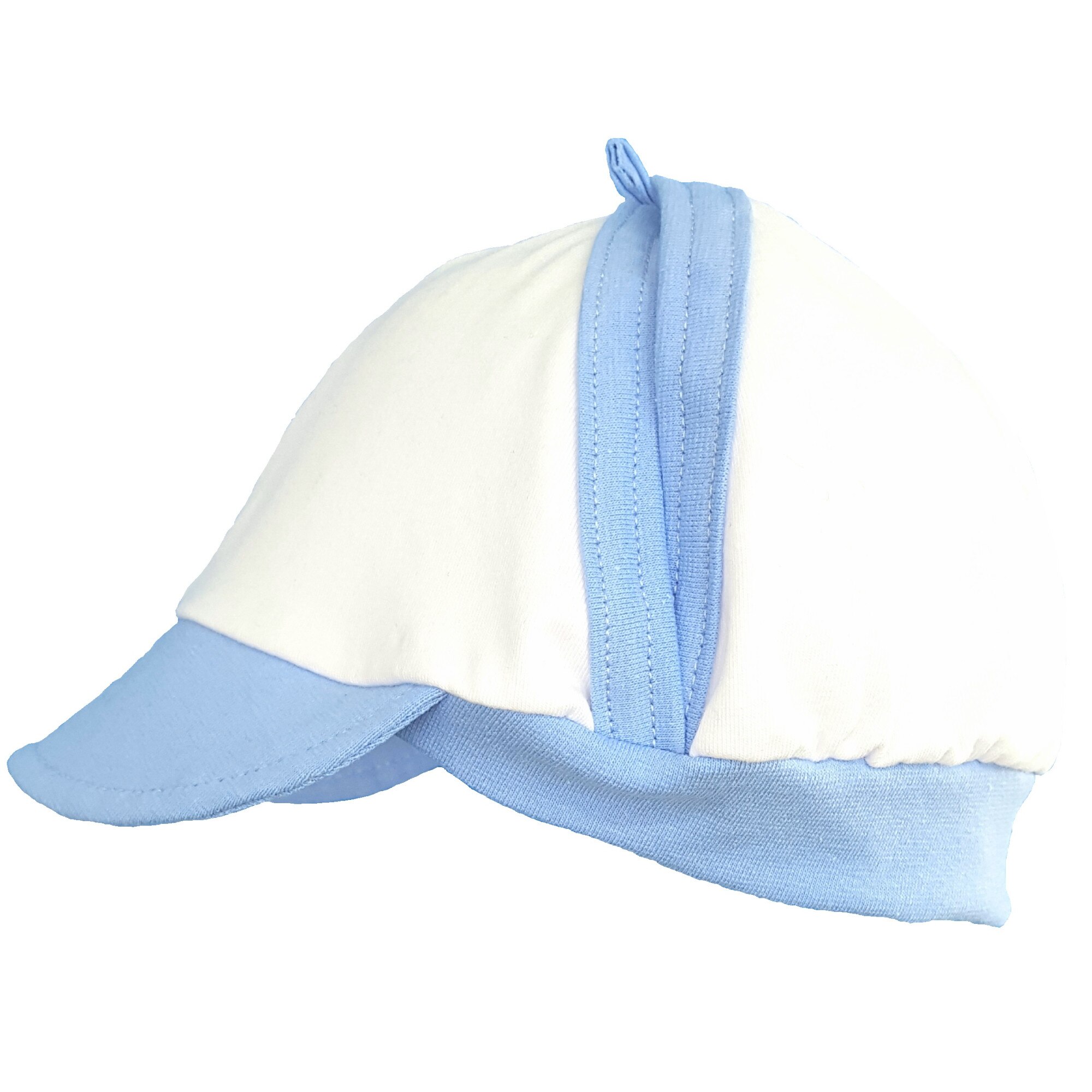 Sapca vara Mic Pitic bicolora din tricot decupata, Bleu