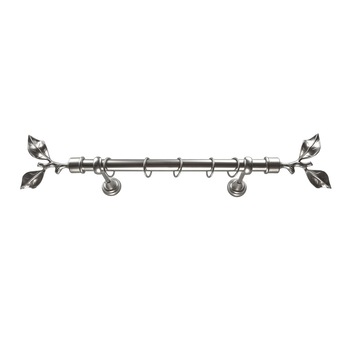 Galerie metalica 120 cm pentru perdea sau draperie, model Frunza, teava cu diametru de 25 mm, inox, KIT COMPLET Galerie metalica 120 cm pentru perdea sau draperie, model Frunza, teava cu diametru de 25 mm, inox, KIT COMPLET
