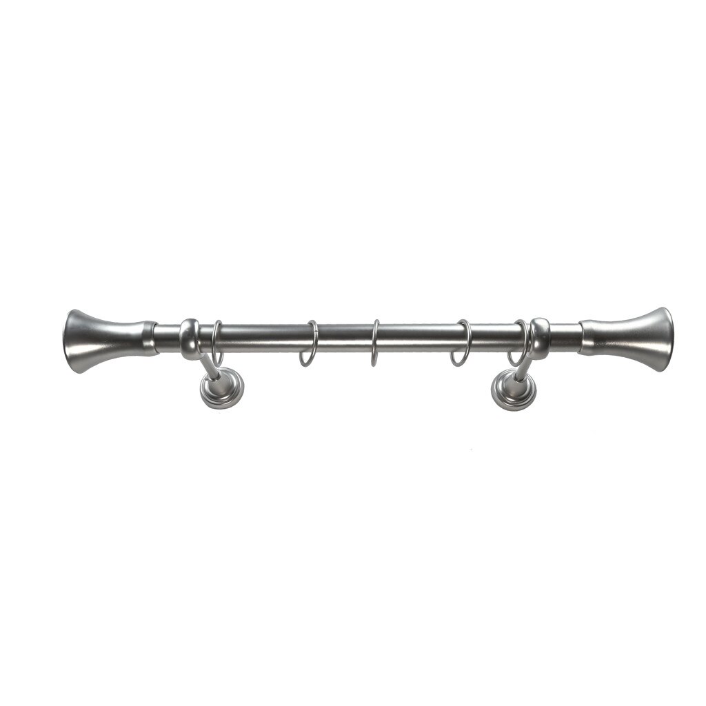 Galerie metalica 120 cm pentru perdea sau draperie, model Con, teava cu diametru de 25 mm, inox, KIT COMPLET