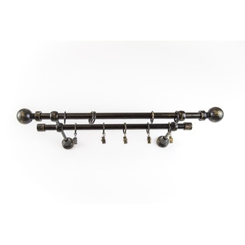 Galerie metalica 240 cm pentru perdele, dubla, model Kugel, grosime 16 mm, negru auriu, KIT COMPLET Galerie metalica 240 cm pentru perdele, dubla, model Kugel, grosime 16 mm, negru auriu, KIT COMPLET
