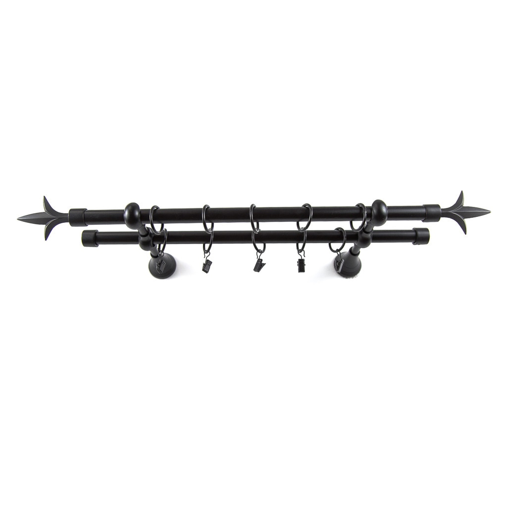 Galerie metalica 120 cm pentru perdele, dubla, model Lance, grosime 16 mm, negru, KIT COMPLET