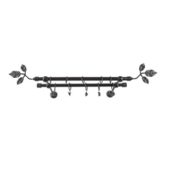 Galerie metalica 240 cm pentru perdele, dubla, model Frunza2, grosime 16 mm, negru, KIT COMPLET Galerie metalica 240 cm pentru perdele, dubla, model Frunza2, grosime 16 mm, negru, KIT COMPLET