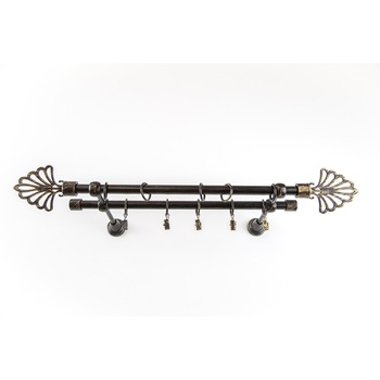 Galerie metalica 120 cm pentru perdele, dubla, model Evantai, grosime 16 mm, negru auriu, KIT COMPLET Galerie metalica 120 cm pentru perdele, dubla, model Evantai, grosime 16 mm, negru auriu, KIT COMPLET