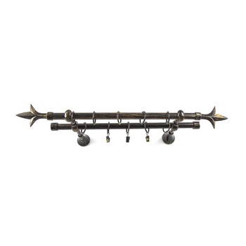 Galerie metalica 240 cm pentru perdele, dubla, model Lance, grosime 16 mm, negru auriu, KIT COMPLET Galerie metalica 240 cm pentru perdele, dubla, model Lance, grosime 16 mm, negru auriu, KIT COMPLET