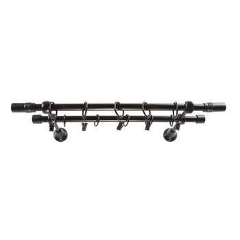 Galerie metalica 120 cm pentru perdele, dubla, model Celtex, grosime 16 mm, negru, KIT COMPLET Galerie metalica 120 cm pentru perdele, dubla, model Celtex, grosime 16 mm, negru, KIT COMPLET
