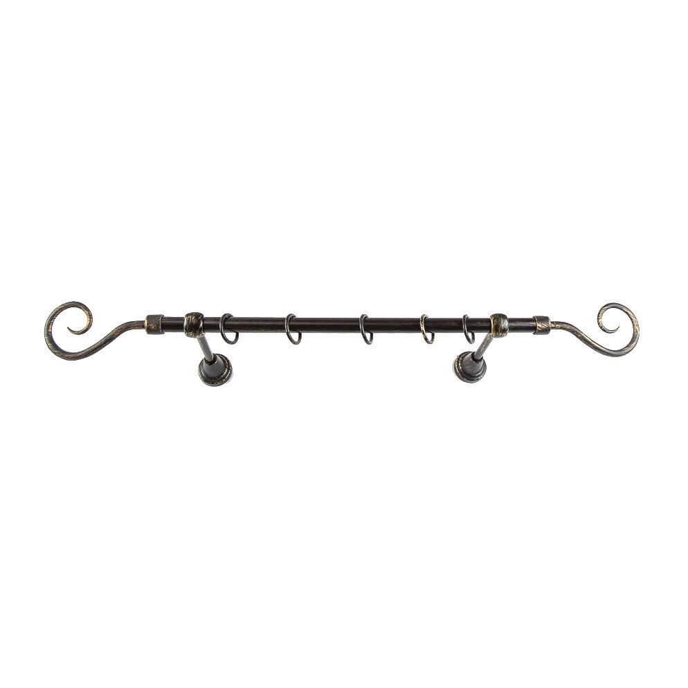 Galerie metalica 160 cm pentru perdele, simpla, model Carlig, grosime 16 mm, negru auriu, KIT COMPLET