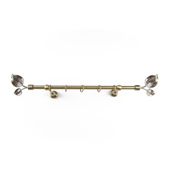 Galerie metalica 160 cm pentru perdele, simpla, model Frunza, grosime 16 mm, auriu antic, KIT COMPLET Galerie metalica 160 cm pentru perdele, simpla, model Frunza, grosime 16 mm, auriu antic, KIT COMPLET