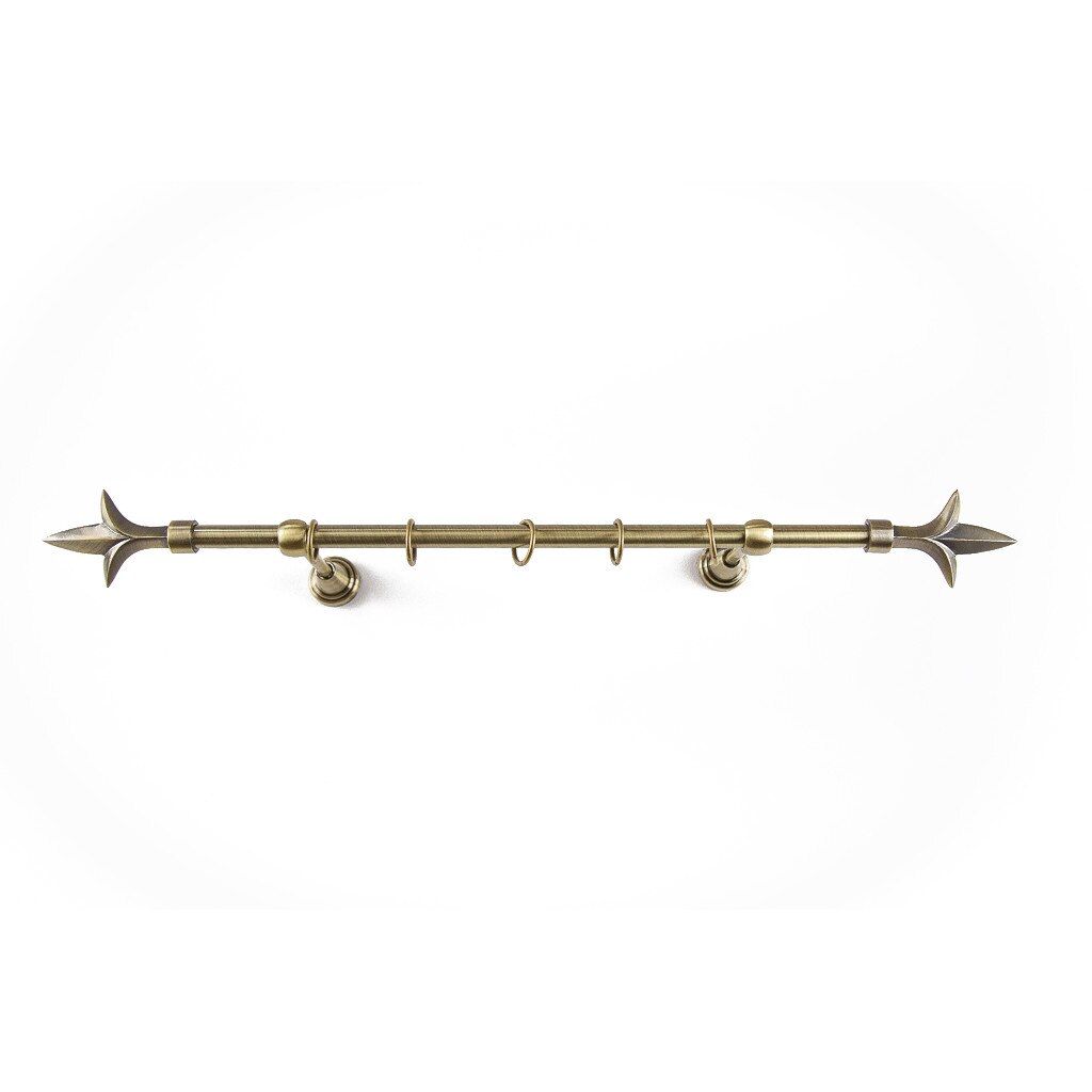 Galerie metalica 120 cm pentru perdele, simpla, model Lance, grosime 16 mm, auriu antic, KIT COMPLET