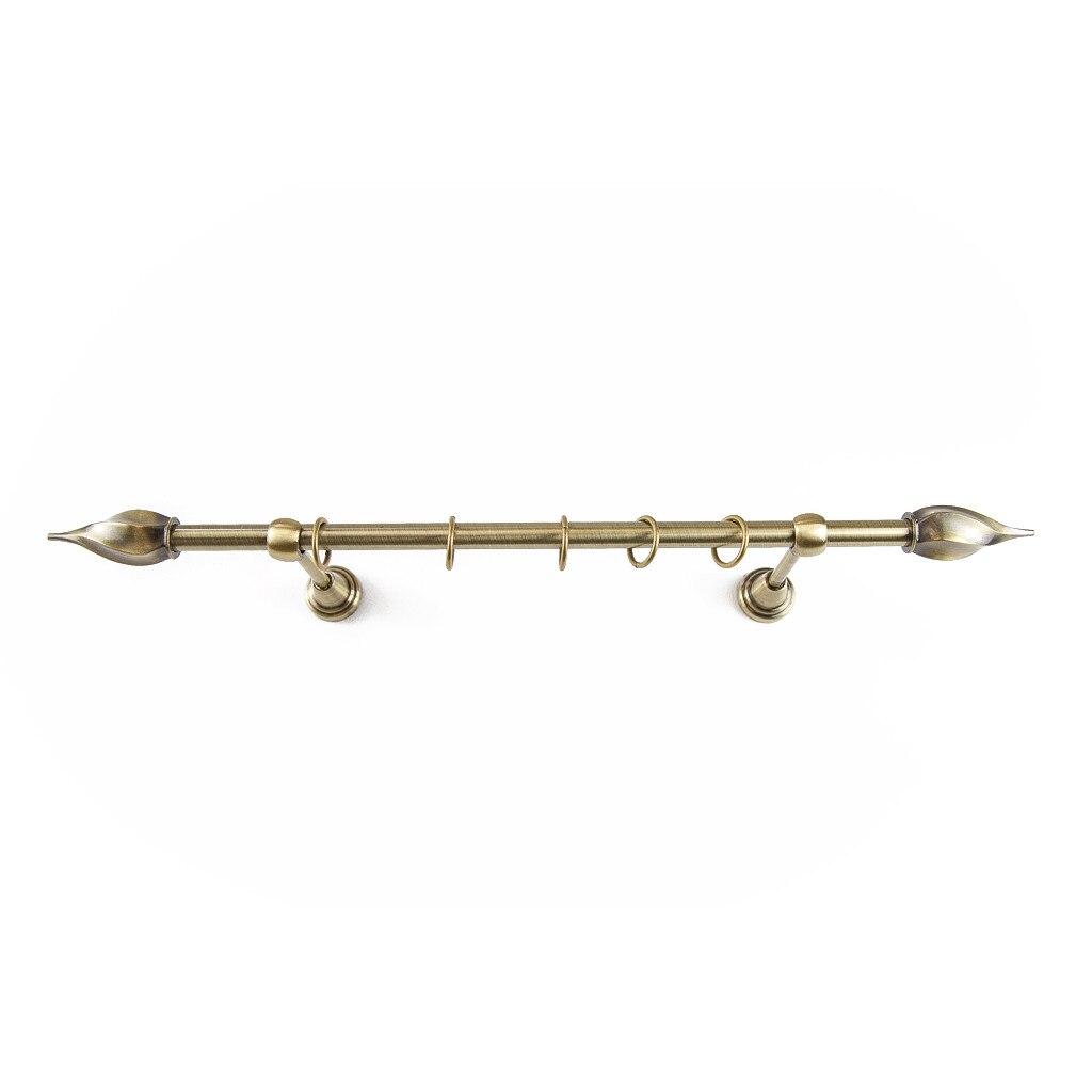 Galerie metalica 120 cm pentru perdele, simpla, model Iris, grosime 16 mm, auriu antic, KIT COMPLET