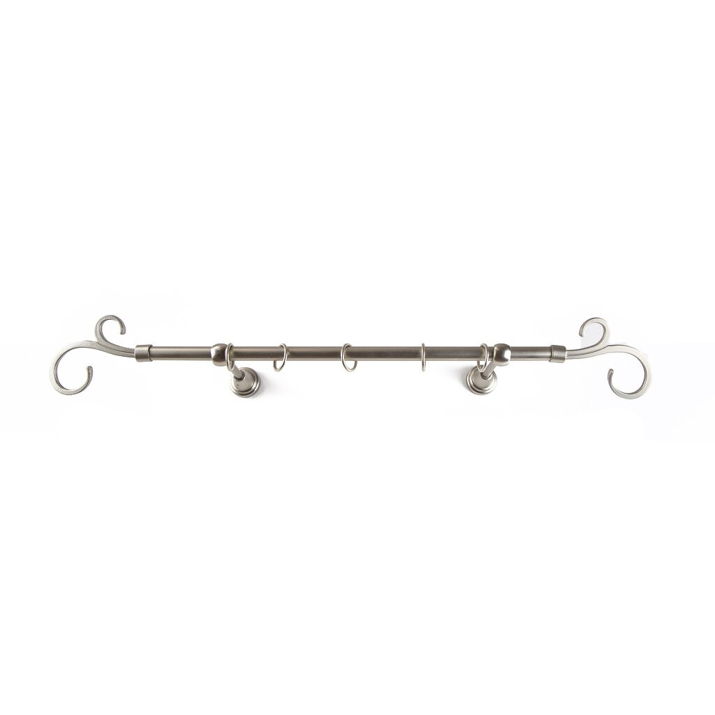 Galerie metalica 120 cm pentru perdele, simpla, model Crenguta, grosime 16 mm, inox, KIT COMPLET