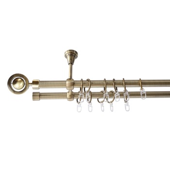 Galerie metalica 200 cm pentru perdele cu prindere in tavan, dubla, model Seti, grosime 19 mm, auriu antic, KIT COMPLET Galerie metalica 200 cm pentru perdele cu prindere in tavan, dubla, model Seti, grosime 19 mm, auriu antic, KIT COMPLET