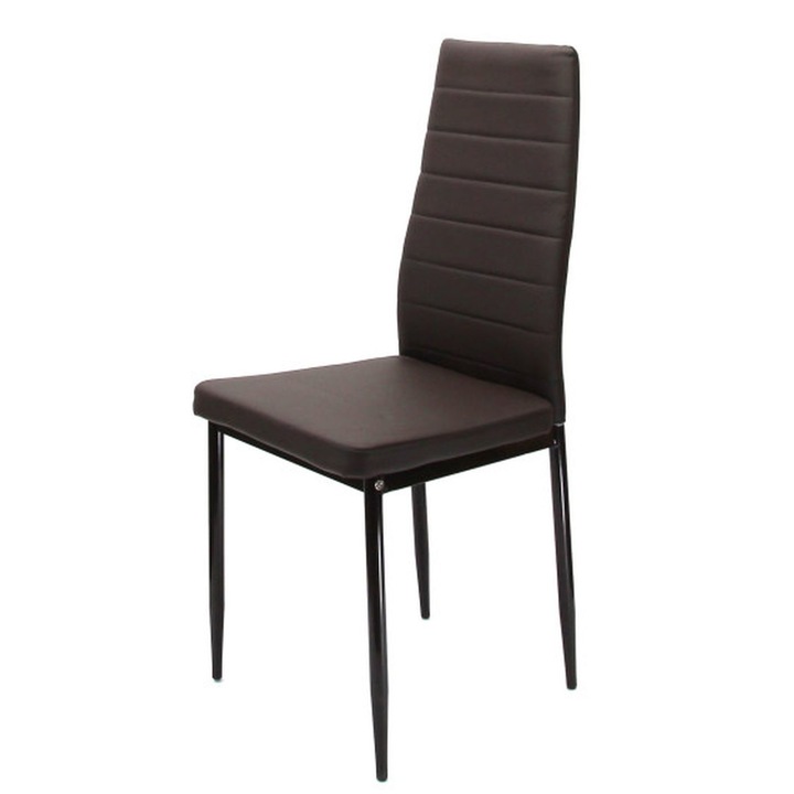 Sporol6 Geri szék fém szerkezetű étkezőszék, műbőr kárpittal, sötétbarna színben