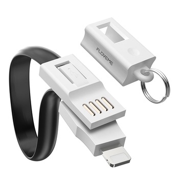 Cablu breloc pentru incarcare iPhone sau iPad, USB si micro USB, negru Cablu breloc pentru incarcare iPhone sau iPad, USB si micro USB, negru