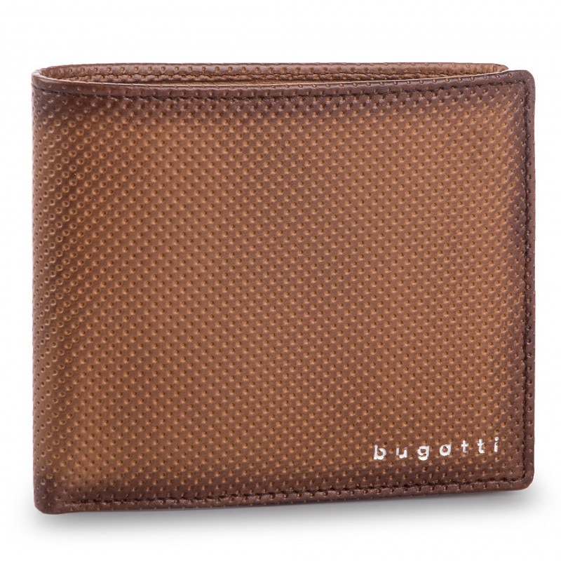 Portofel pliabil din piele, Bugatti Perfo 4CC, Piele naturala, Maro